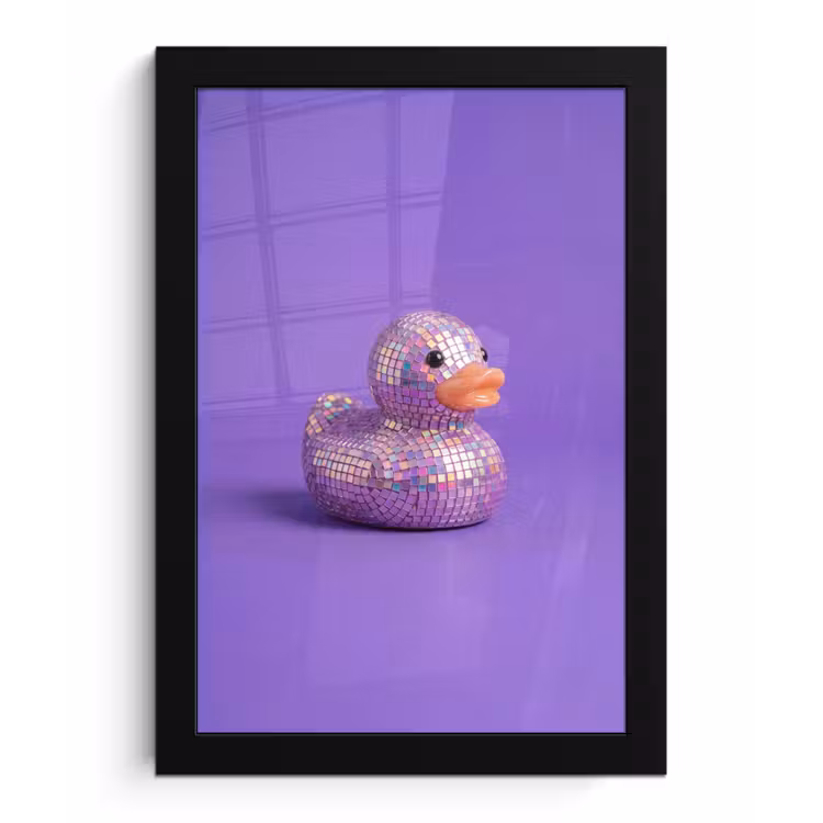Disco - Eend - Paars fotolijst zwart zonder passe partout klein -3d