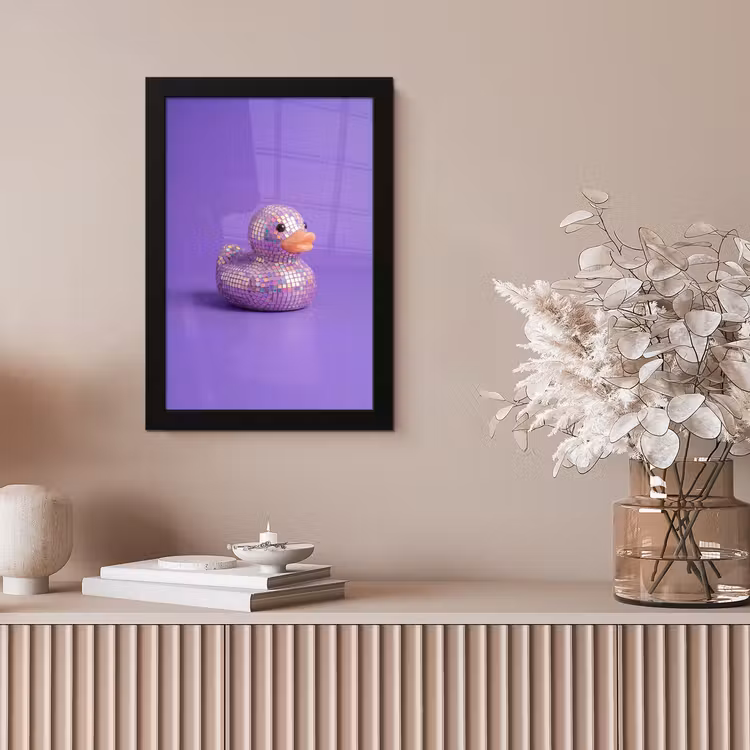 Disco - Eend - Paars fotolijst zwart zonder passe partout klein -sfeer5