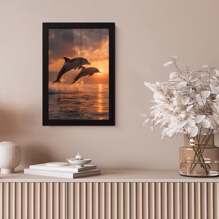 Dolfijnen - Zee - Realistisch fotolijst zwart zonder passe partout klein -sfeer5