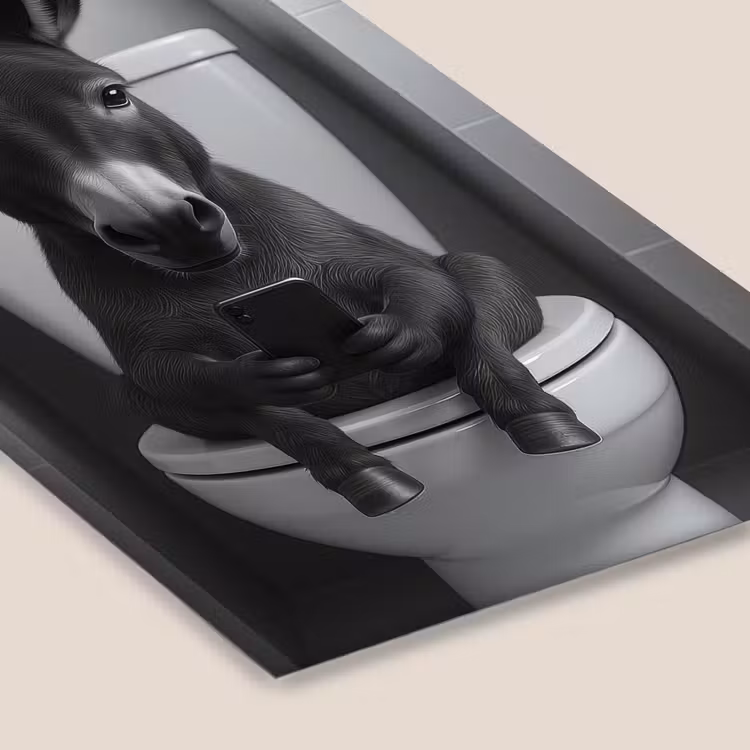 Ezel - Telefoon - Toilet - Zwart - Wit fotolijst zwart zonder passe partout klein -zsfeer6