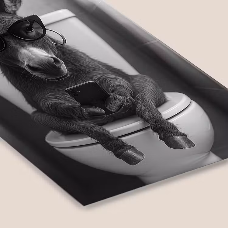 Ezel - Telefoon - Toilet - Zwart - Wit fotolijst zwart zonder passe partout klein -zsfeer6