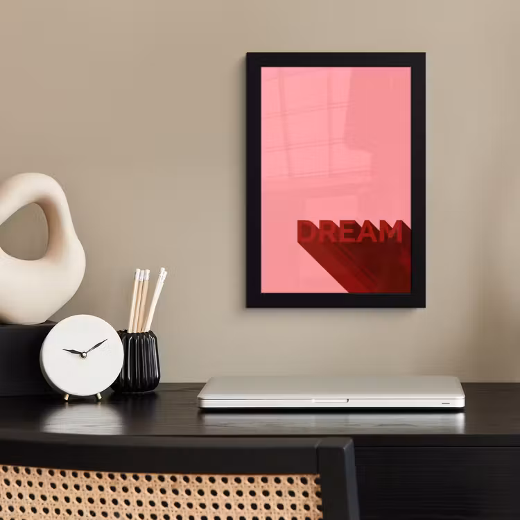 Dream - 3D - Rood - Roze fotolijst zwart zonder passe partout klein -sfeer1