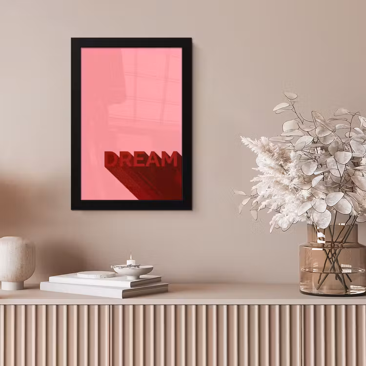 Dream - 3D - Rood - Roze fotolijst zwart zonder passe partout klein -sfeer5