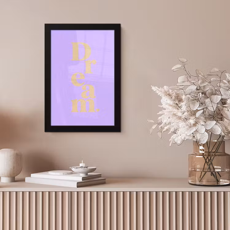 Dream - Paars - Typografisch fotolijst zwart zonder passe partout klein -sfeer5