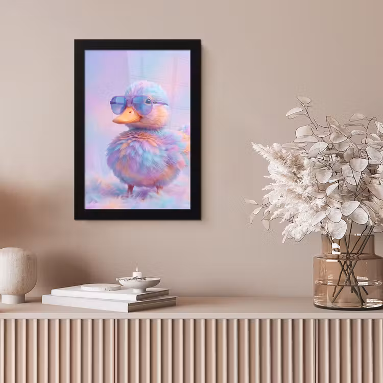 Eend - bril - Pastel fotolijst zwart zonder passe partout klein -sfeer5