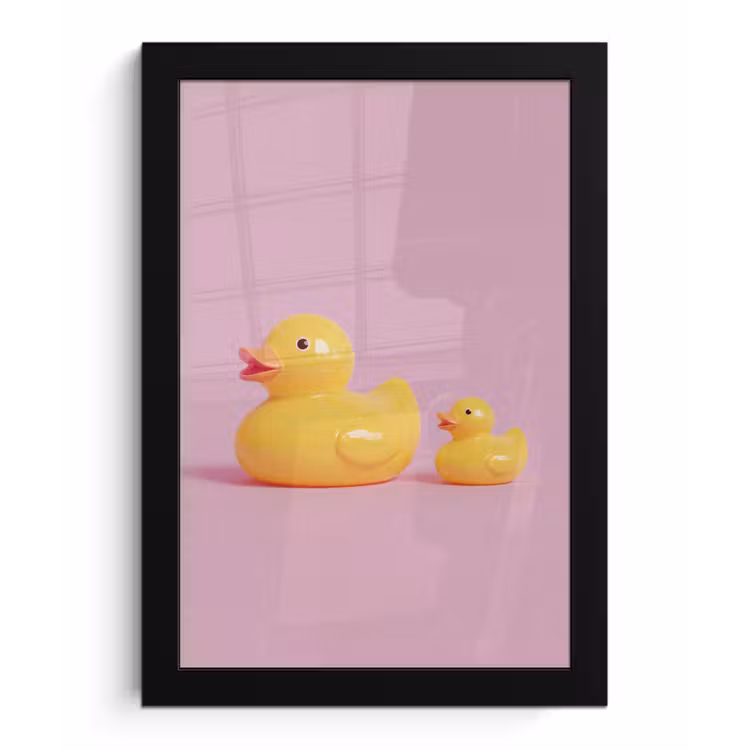 Eendjes - Vrolijk - Roze fotolijst zwart zonder passe partout klein -3d