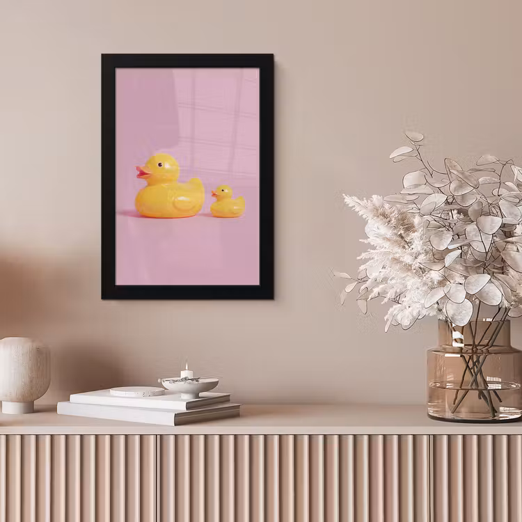 Eendjes - Vrolijk - Roze fotolijst zwart zonder passe partout klein -sfeer5