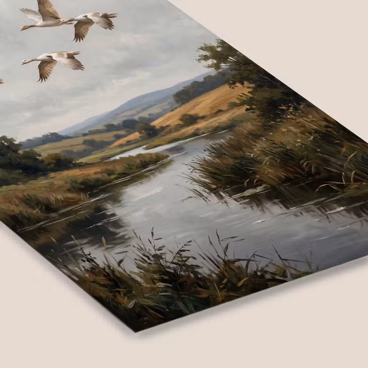 Eenden - Rivier - Landschap - Vlucht - Nostalgisch fotolijst zwart zonder passe partout klein -zsfeer6