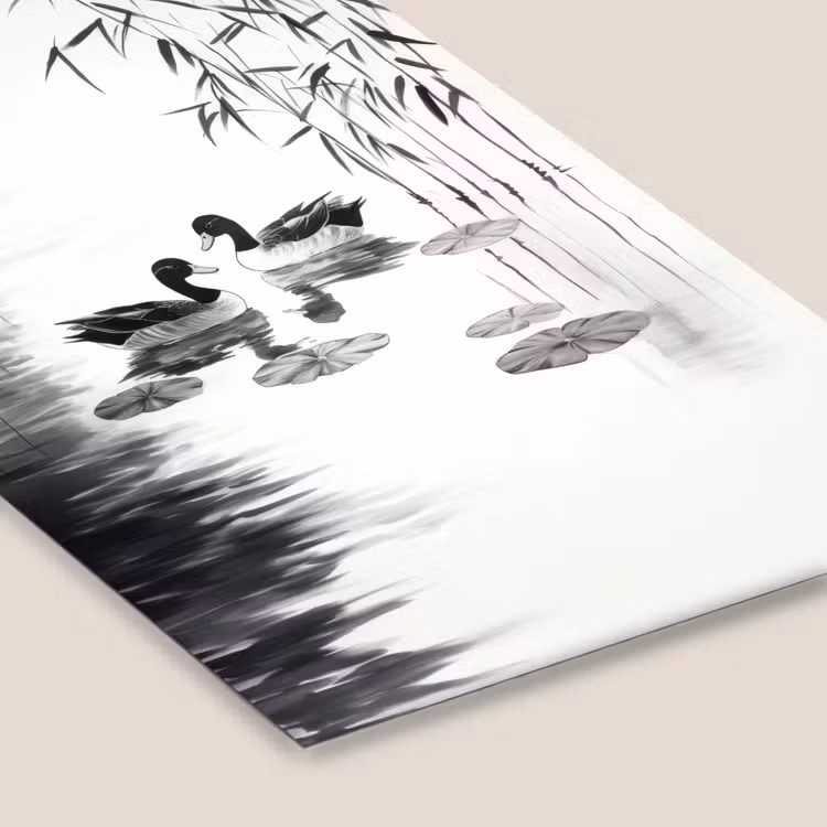 Eenden - Waterlelies - Riet - Zwart fotolijst zwart zonder passe partout klein -zsfeer6