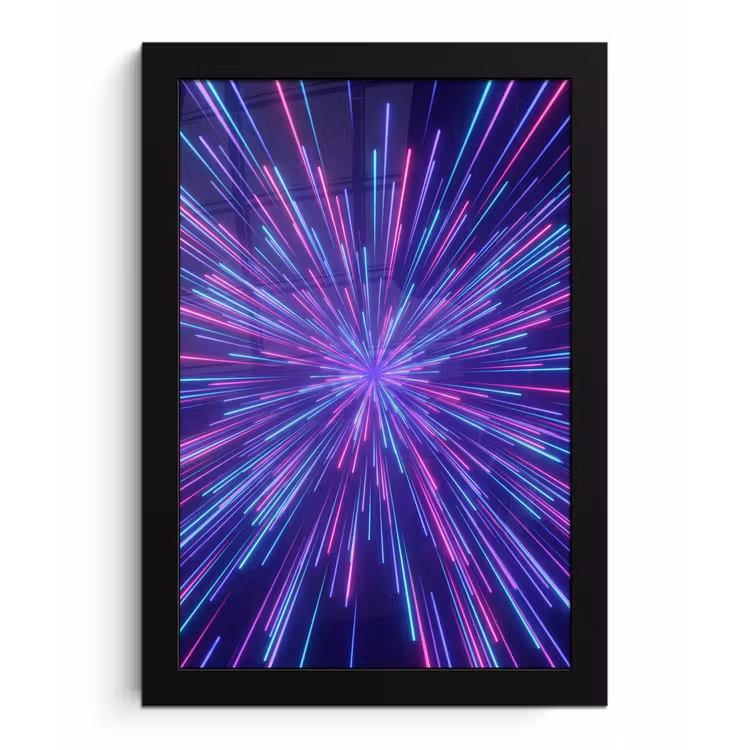 Dynamisch - Ruimte - Kleurrijk fotolijst zwart zonder passe partout klein -3d