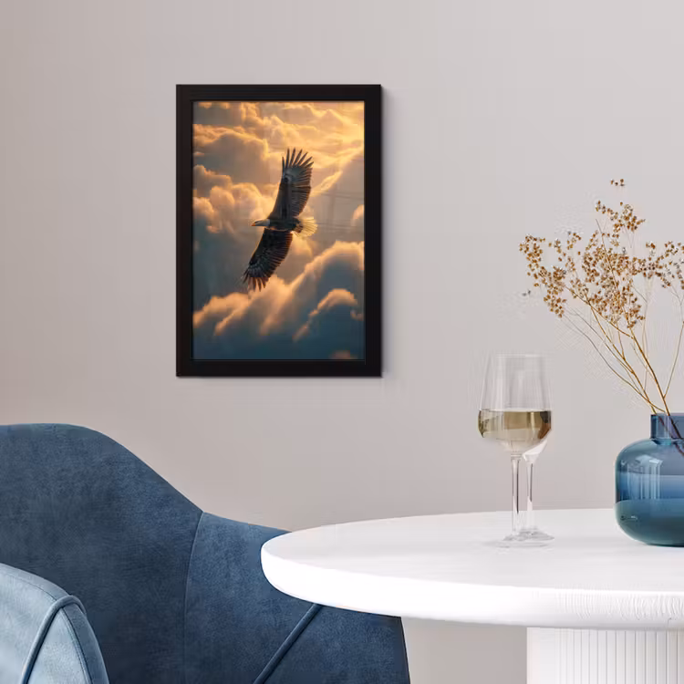 Adelaar - Wolken - Zon fotolijst zwart zonder passe partout klein -sfeer4