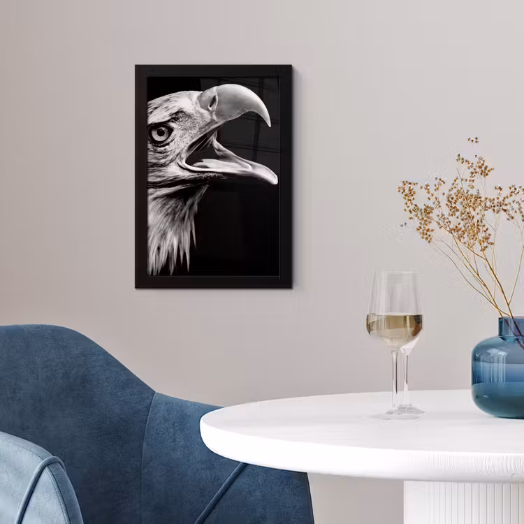 Adelaar - Portret - Roofvogels - Zwart - Wit - Vogel fotolijst zwart zonder passe partout klein -sfeer4