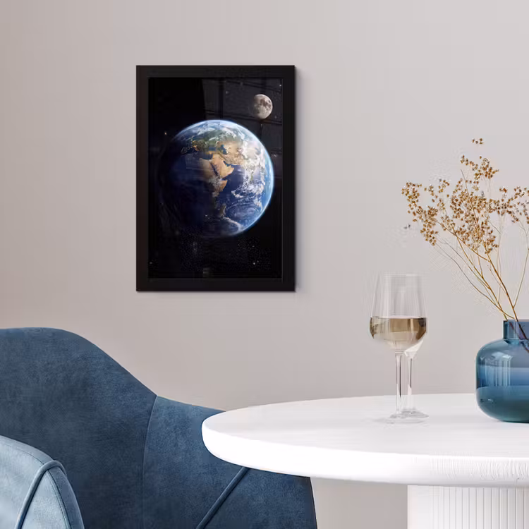 Aarde - Ruimte - Blauw - Groen fotolijst zwart zonder passe partout klein -sfeer4