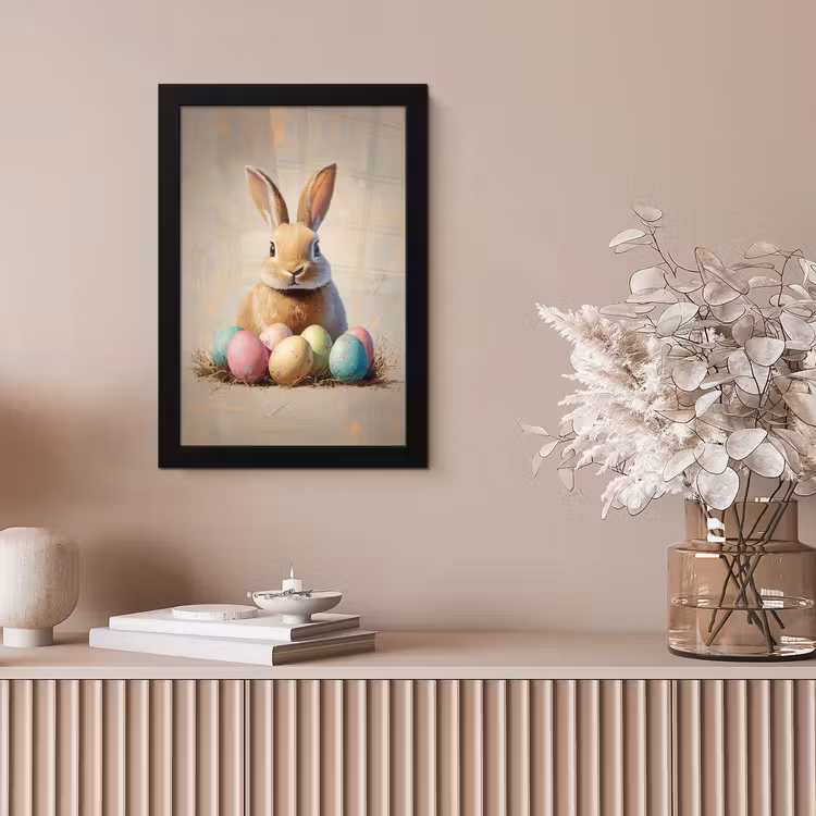 Paashaas - Pastel - Eieren fotolijst zwart zonder passe partout klein -sfeer5