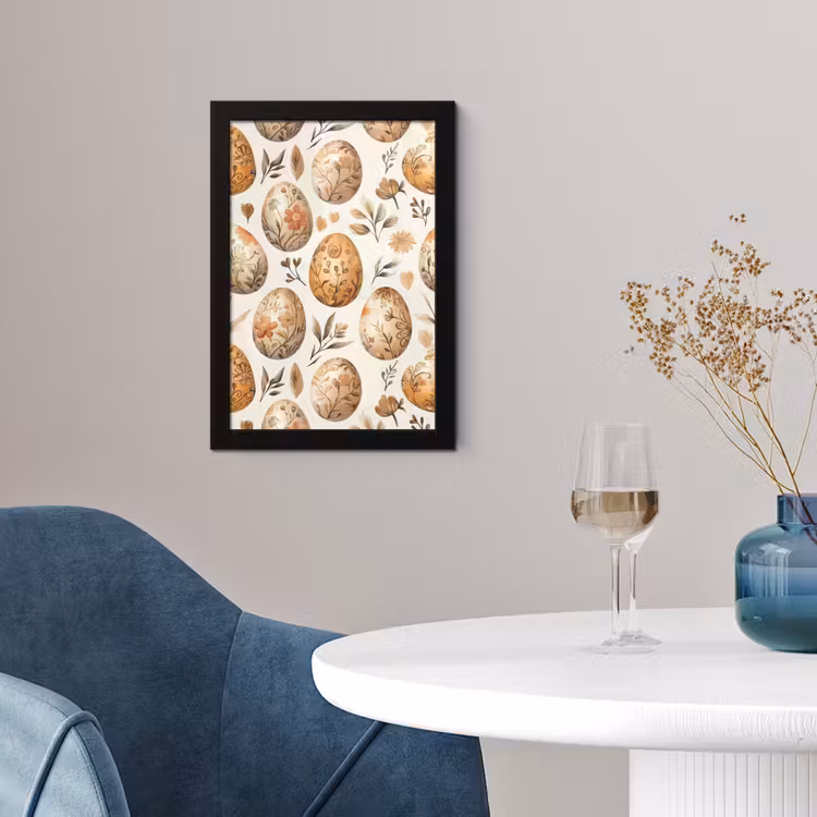 Paaseieren - Bruin - Bloemen fotolijst zwart zonder passe partout klein -sfeer4