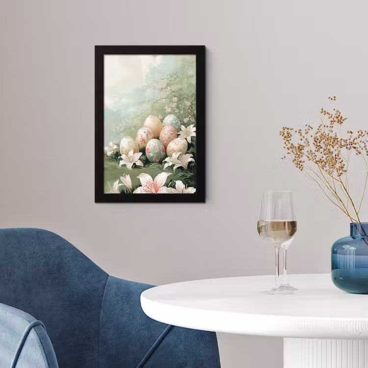 Paaseieren - Pasteltinten - Bloemen fotolijst zwart zonder passe partout klein -sfeer4