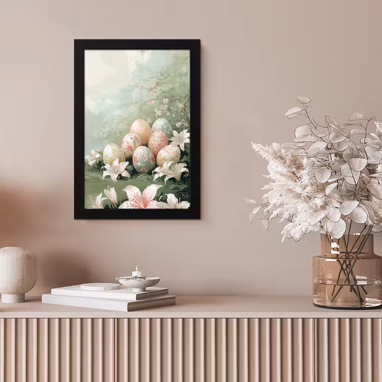 Paaseieren - Pasteltinten - Bloemen fotolijst zwart zonder passe partout klein -sfeer5