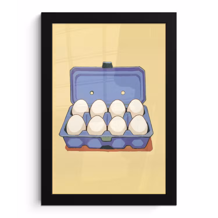 Eieren - Doos - Minimalistisch - Blauw fotolijst zwart zonder passe partout klein -3d