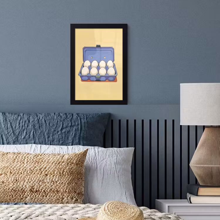 Eieren - Doos - Minimalistisch - Blauw fotolijst zwart zonder passe partout klein -sfeer3