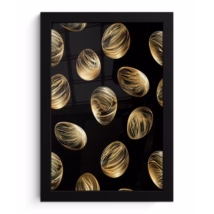 Eieren - Goud - Patroon fotolijst zwart zonder passe partout klein -3d