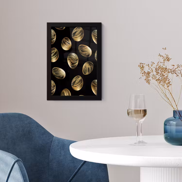 Eieren - Goud - Patroon fotolijst zwart zonder passe partout klein -sfeer4