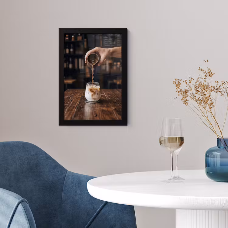 Espresso - Melk - Café fotolijst zwart zonder passe partout klein -sfeer4