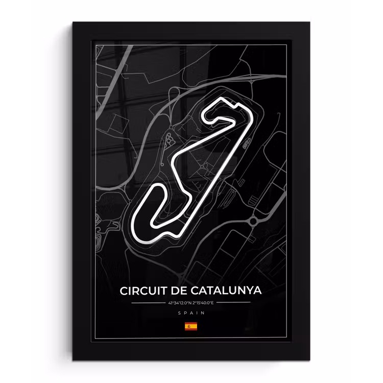 F1 - Racebaan - Circuit de Barcelona-Catalunya - Circuit - Spanje - Zwart fotolijst zwart zonder passe partout klein -3d