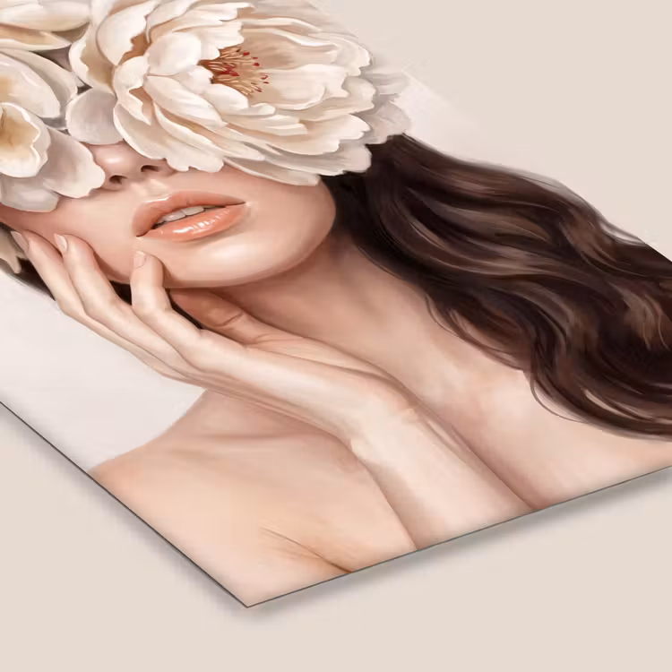 Gezicht - Pioenrozen - Crème fotolijst zwart zonder passe partout klein -zsfeer6