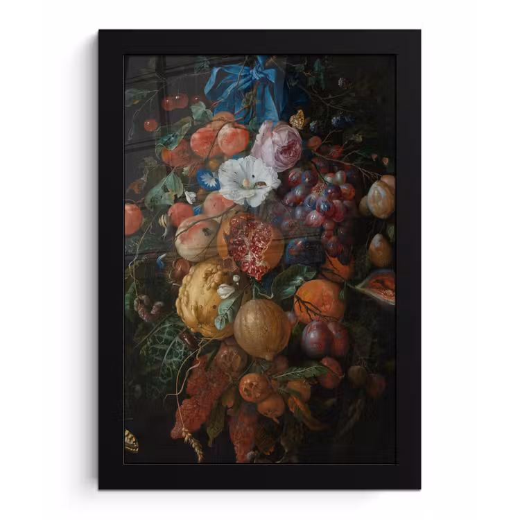 Festoen van vruchten en bloemen - Schilderij van Jan Davidsz. de Heem fotolijst zwart zonder passe partout klein -3d