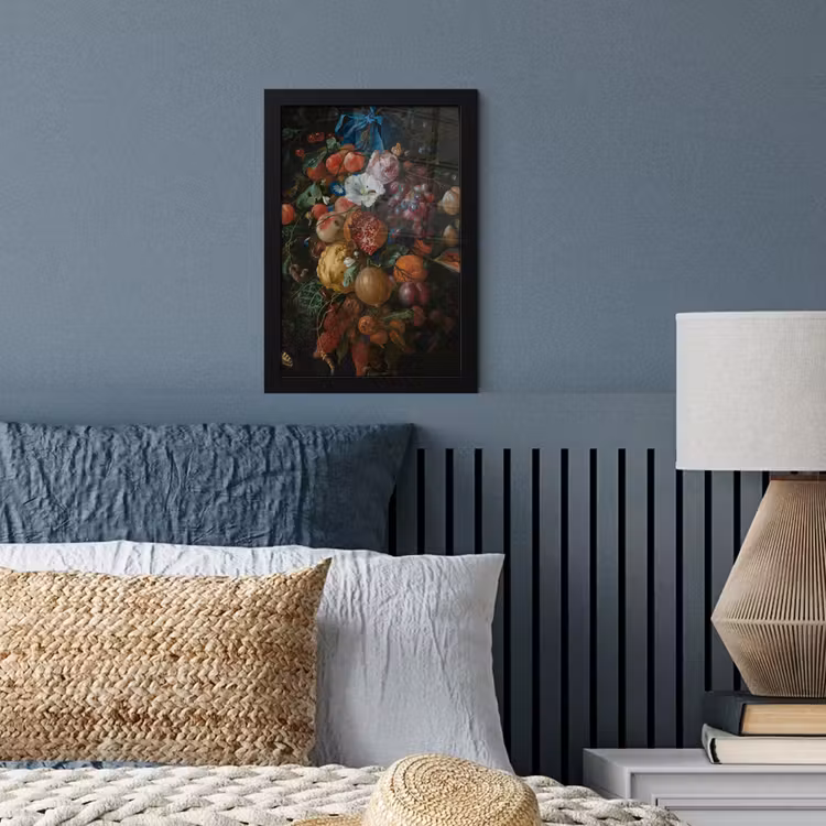 Festoen van vruchten en bloemen - Schilderij van Jan Davidsz. de Heem fotolijst zwart zonder passe partout klein -sfeer3
