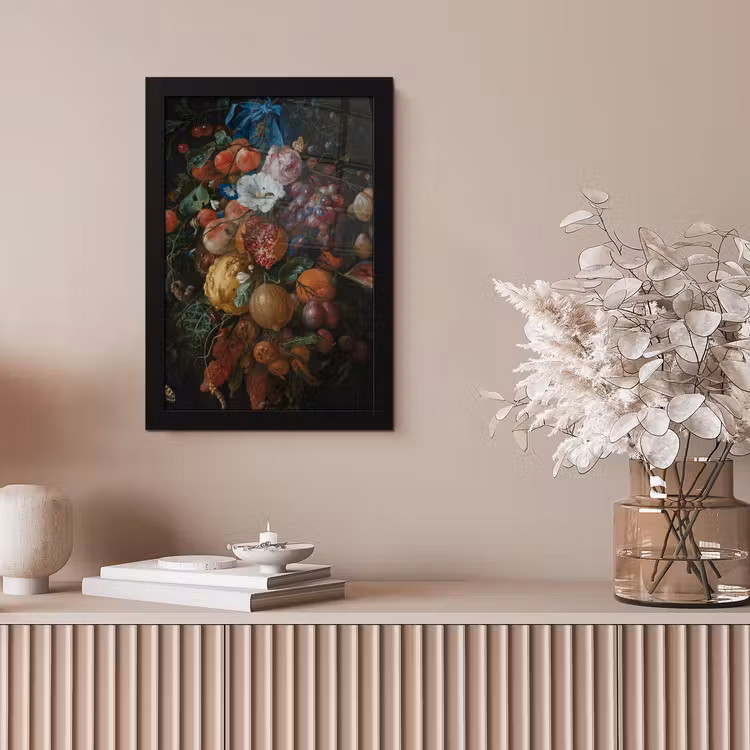 Festoen van vruchten en bloemen - Schilderij van Jan Davidsz. de Heem fotolijst zwart zonder passe partout klein -sfeer5