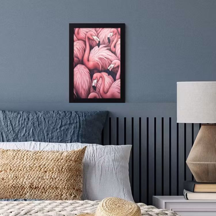 Flamingo - Roze - Dieren fotolijst zwart zonder passe partout klein -sfeer3