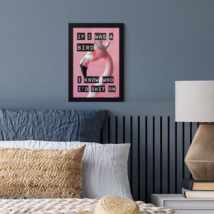 Flamingo - Roze - Vogel - Decoratie fotolijst zwart zonder passe partout klein -sfeer3