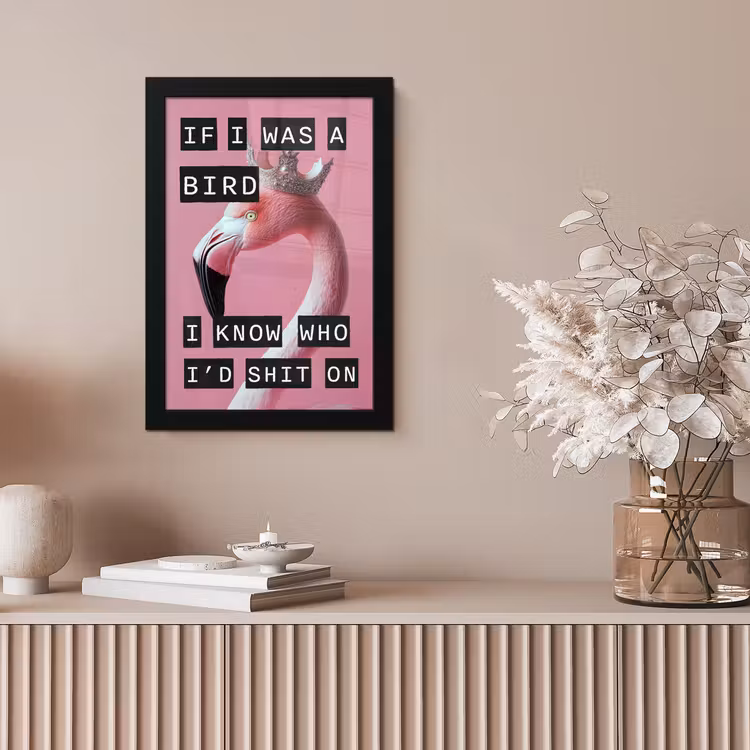 Flamingo - Roze - Vogel - Decoratie fotolijst zwart zonder passe partout klein -sfeer5