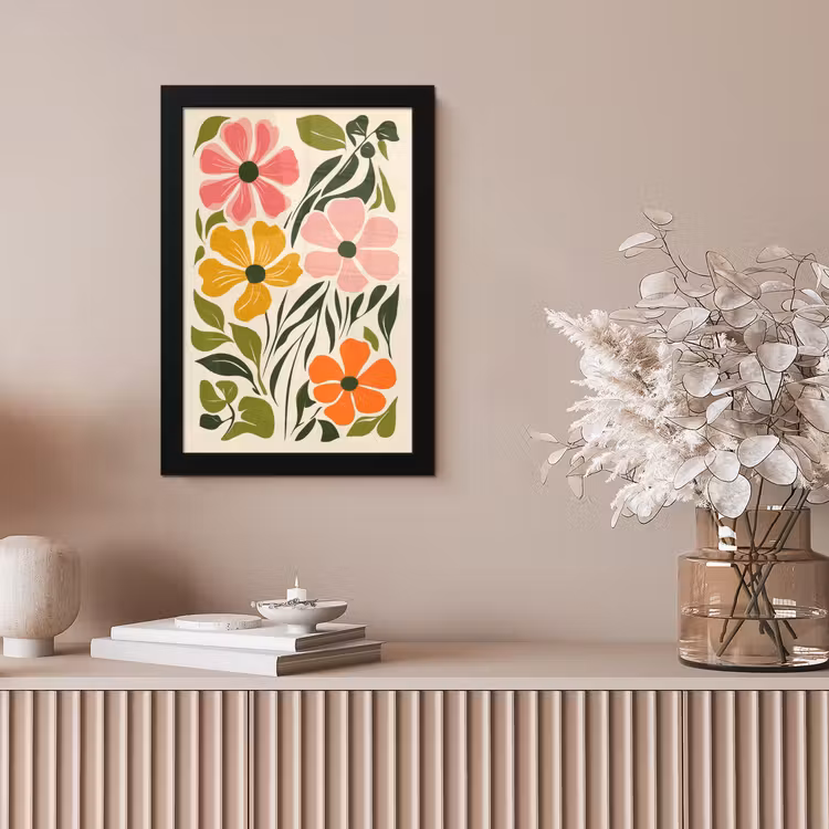 Bloemen - Speels - Kleurrijk fotolijst zwart zonder passe partout klein -sfeer5