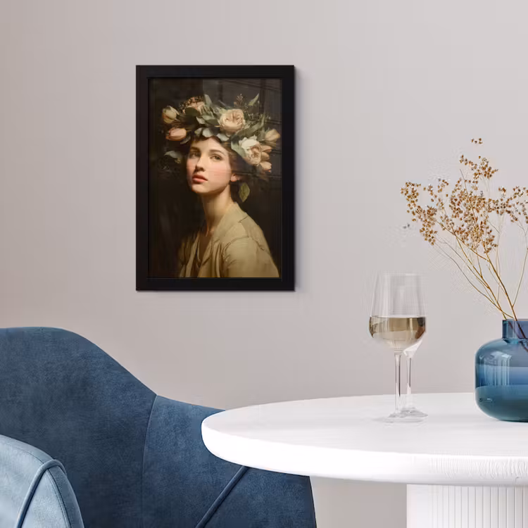 Bloemenstilte - Vrouw - Portret fotolijst zwart zonder passe partout klein -sfeer4