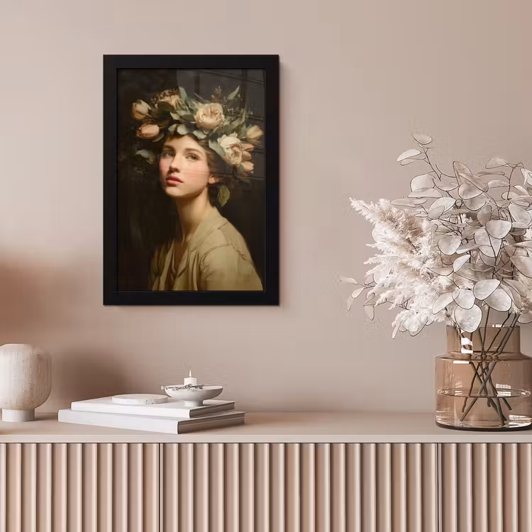 Bloemenstilte - Vrouw - Portret fotolijst zwart zonder passe partout klein -sfeer5