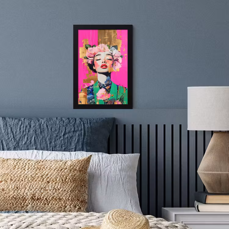 Bloemenkroon - Goud - Vrouw - Portret fotolijst zwart zonder passe partout klein -sfeer3