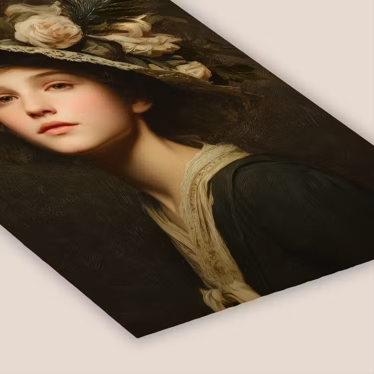 Bloemenhoed - Portret - Vrouw fotolijst zwart zonder passe partout klein -zsfeer6