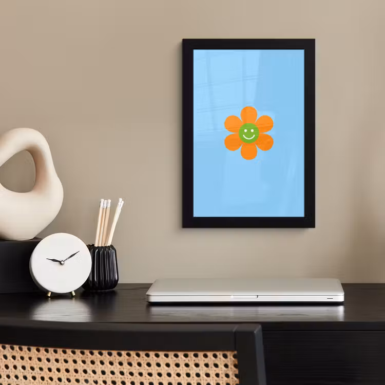 Bloem - Smiley - Kleurrijk fotolijst zwart zonder passe partout klein -sfeer1