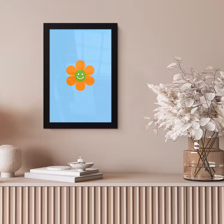 Bloem - Smiley - Kleurrijk fotolijst zwart zonder passe partout klein -sfeer5