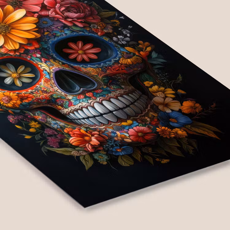 Bloemen - Kleurrijk - Schedel fotolijst zwart zonder passe partout klein -zsfeer6