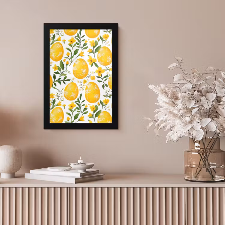 Bloemen - Paaseieren - Geel fotolijst zwart zonder passe partout klein -sfeer5