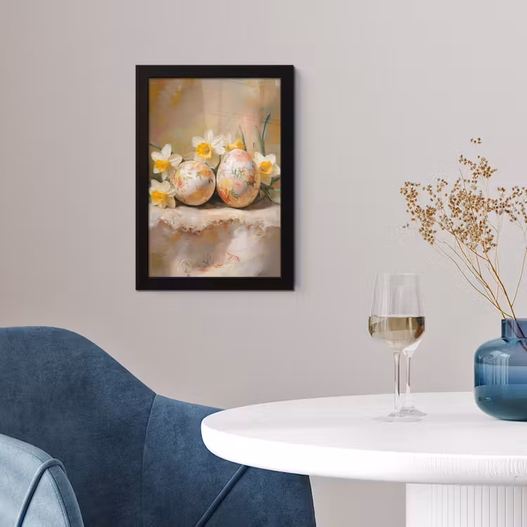 Bloemen - Eieren - Geschilderd fotolijst zwart zonder passe partout klein -sfeer4