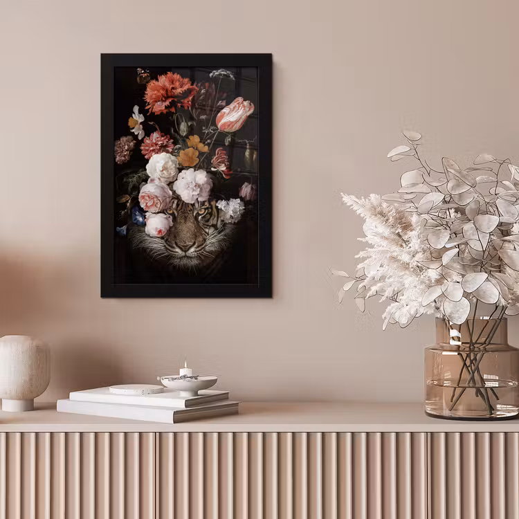 Bloemen - Jan Davidsz de Heem - Tijger - Schilderij - Stilleven - Oude meesters fotolijst zwart zonder passe partout klein -sfeer5