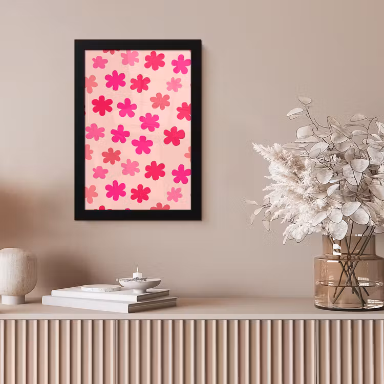 Bloemen - Patroon - Roze fotolijst zwart zonder passe partout klein -sfeer5