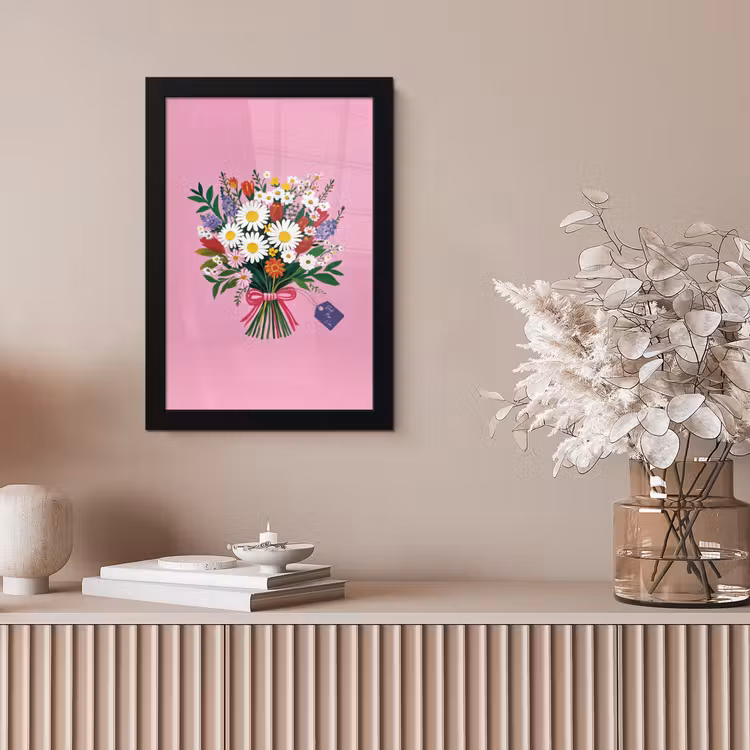 Bloemen - Quote - Kaartje - Kleurrijk fotolijst zwart zonder passe partout klein -sfeer5
