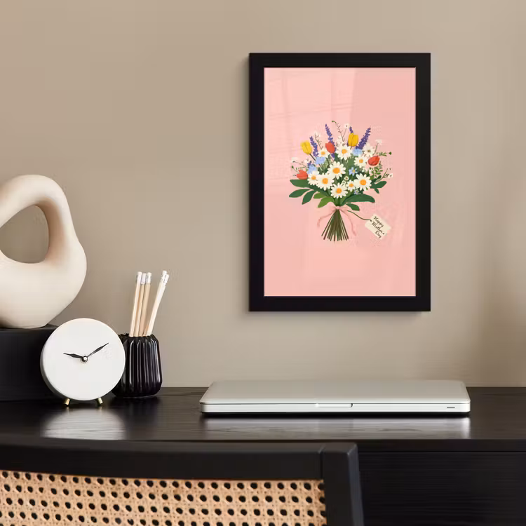 Bloemen - Lint - Kaartje fotolijst zwart zonder passe partout klein -sfeer1