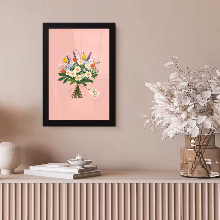 Bloemen - Lint - Kaartje fotolijst zwart zonder passe partout klein -sfeer5