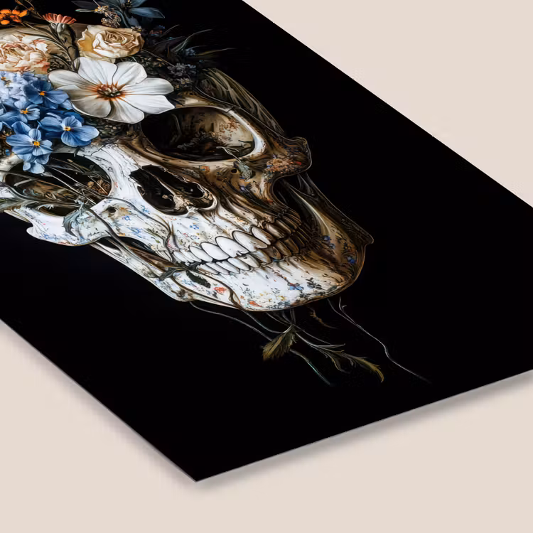 Bloemen - Schedel - Kleurrijk fotolijst zwart zonder passe partout klein -zsfeer6